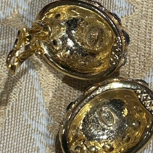 SPHINX Designer Oval Gold Rhinestone EARRINGS - Picture 7 of 8